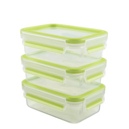 EMSA Optima Frischhaltedosen 4er Set – 1 Liter, Transparent/weiß, Stapelbar, BPA-frei, Für Trockene Lebensmittel