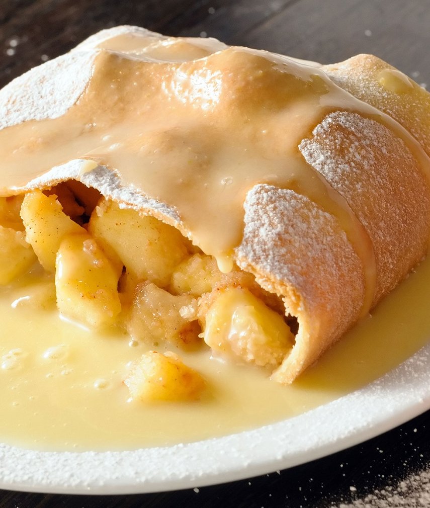 Apfelstrudel mit Vanillesauce