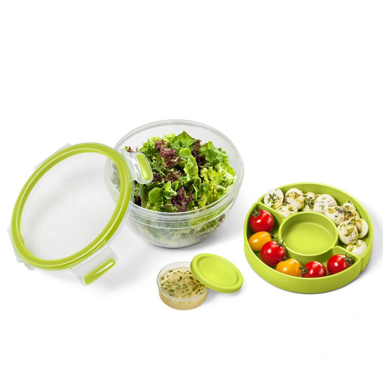 Tazza per insalata fresca 2022 contenitore portatile per insalata verde con forchetta e porta condimenti per insalata in plastica con coperchio 963 ml 